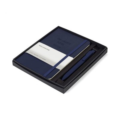 Moleskine® Medium Notebook and GO Pen Gift Set - Navy Blue-1