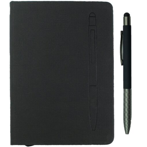 7.5" X 6-5/8" Notebook W/ Soft Touch Aluminum Pen-2