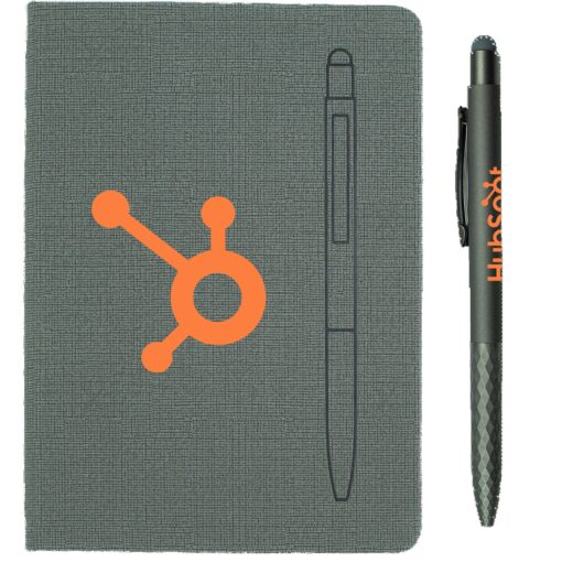 7.5" X 6-5/8" Notebook W/ Soft Touch Aluminum Pen-4