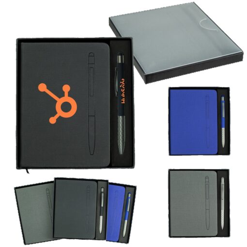 7.5" X 6-5/8" Notebook W/ Soft Touch Aluminum Pen-5