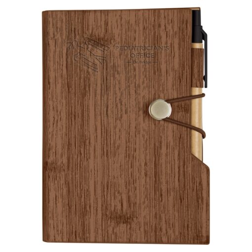 Woodgrain Look Notebook With Sticky Notes And Flags-7