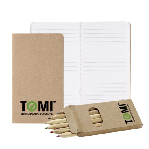 Eco Mini Notebook & 6-Color Pencil Set-1
