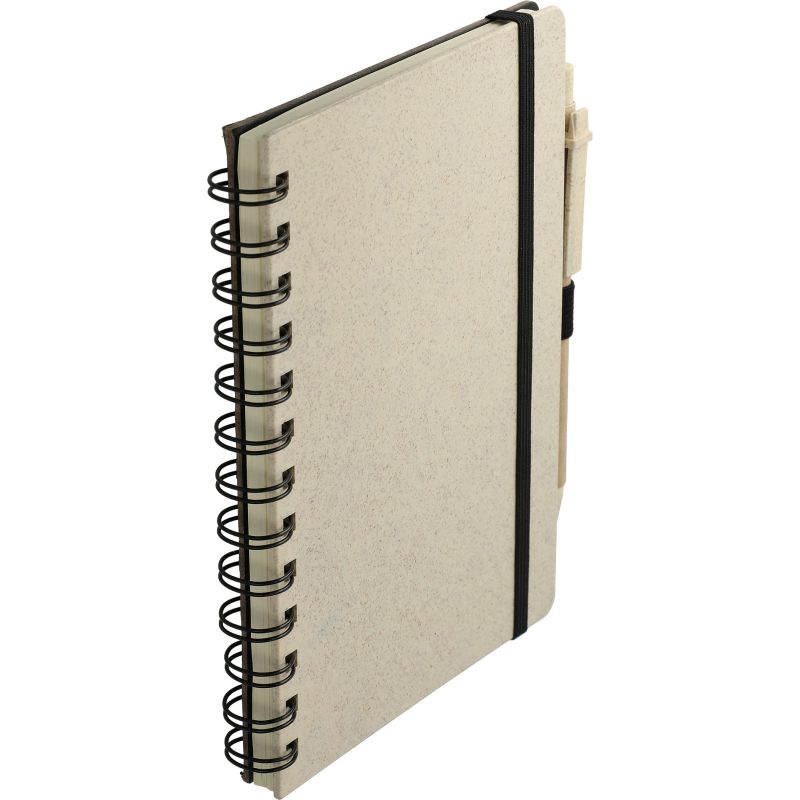 5'' x 7'' FSC® Mix Wheat Straw Notebook with Pen-4