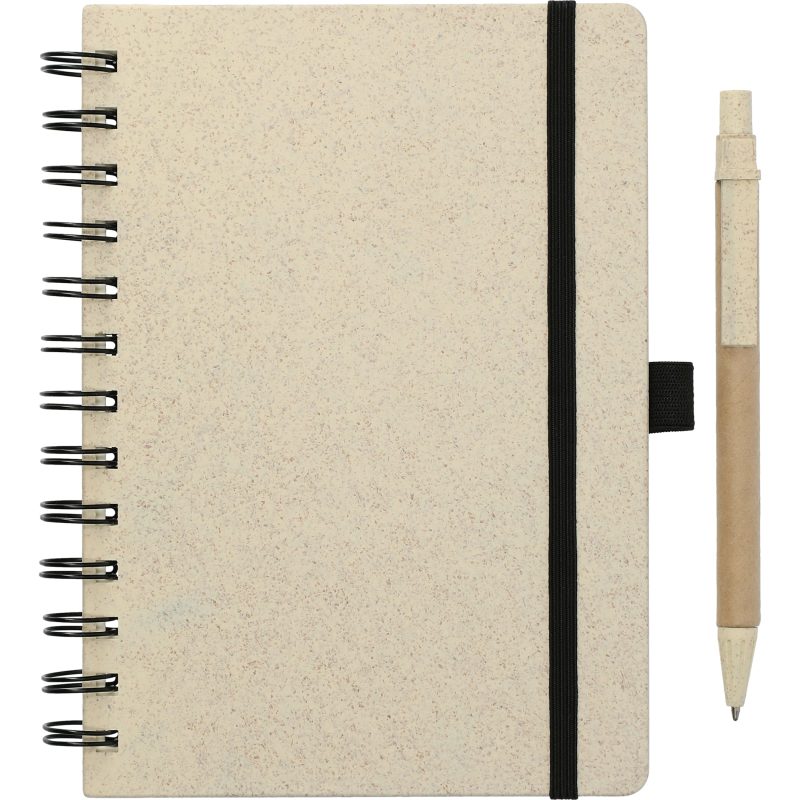5'' x 7'' FSC® Mix Wheat Straw Notebook with Pen-7