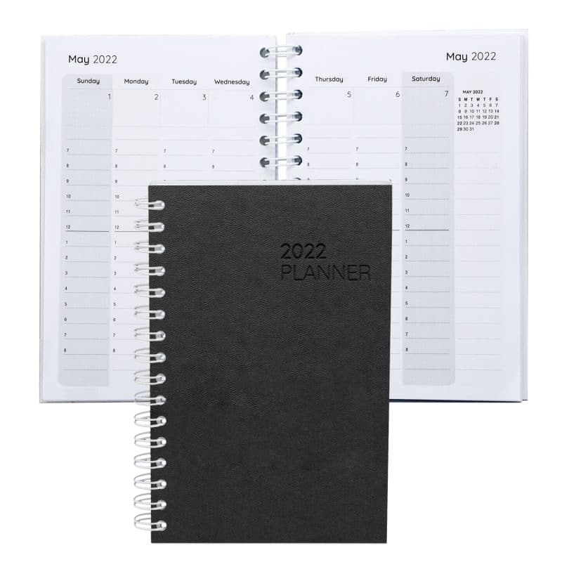 Senzabrite Faux Leather Spiral Weekly Planner Notebook-3