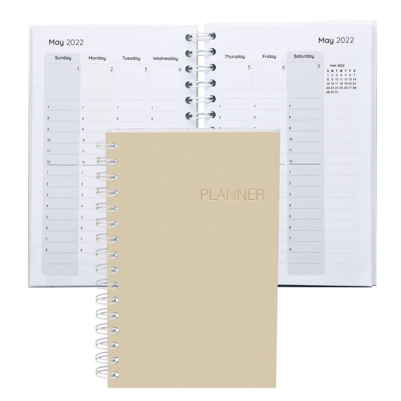 Senzabrite Faux Leather Spiral Weekly Planner Notebook-8