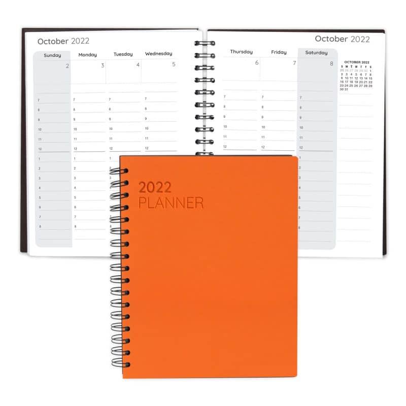 Senzabrite Faux Leather Spiral Weekly Planner Notebook-3