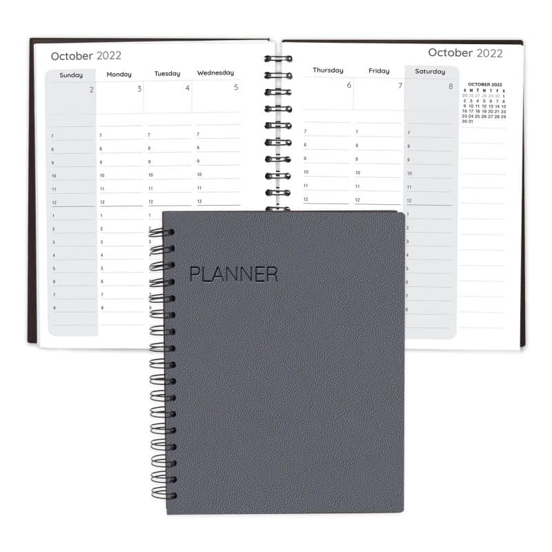 Senzabrite Faux Leather Spiral Weekly Planner Notebook-8