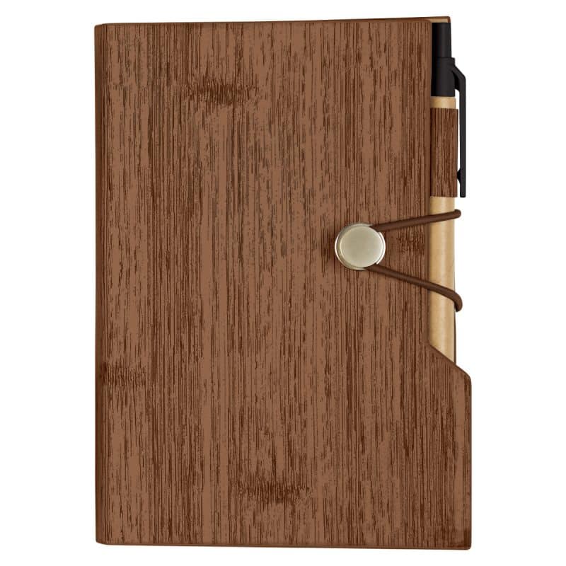 Woodgrain Look Notebook With Sticky Notes And Flags-2