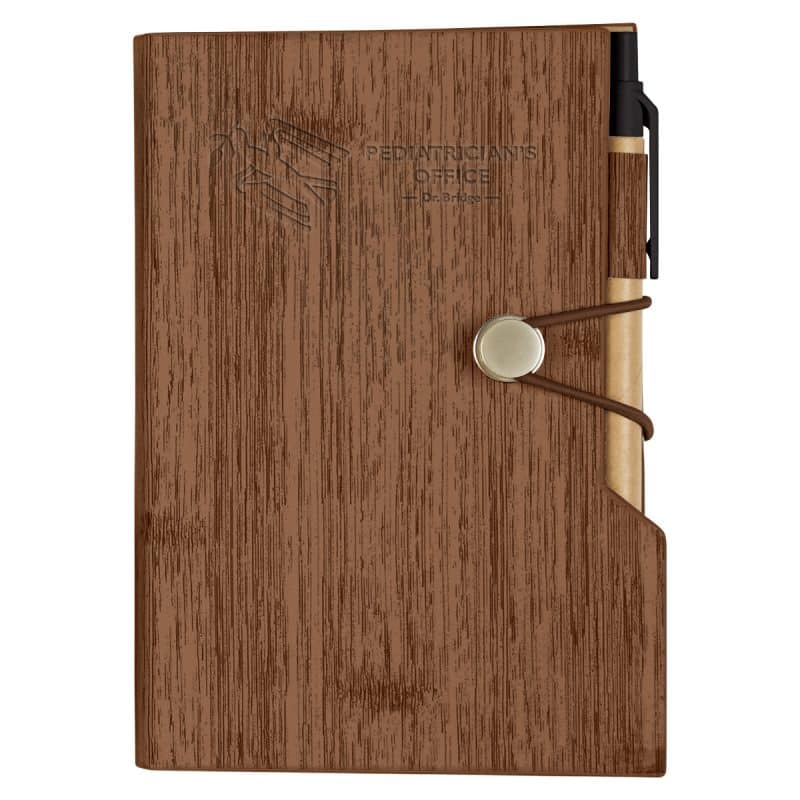 Woodgrain Look Notebook With Sticky Notes And Flags-3