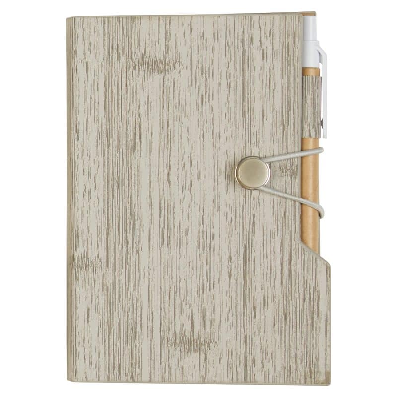 Woodgrain Look Notebook With Sticky Notes And Flags-7