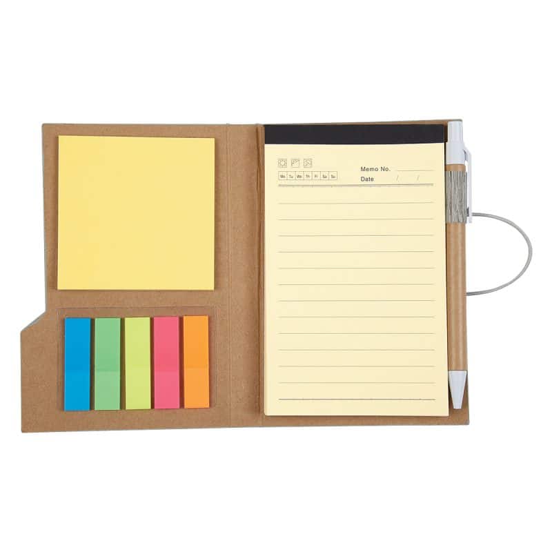 Woodgrain Look Notebook With Sticky Notes And Flags-9