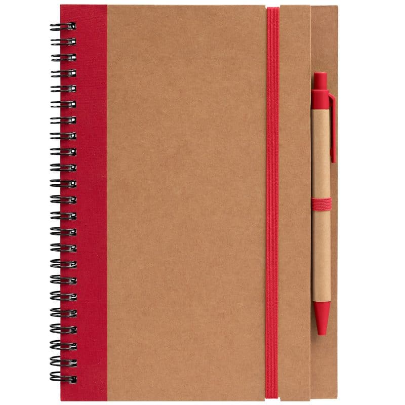 Kraft Hard Cover Spiral Notebook with Pen-4