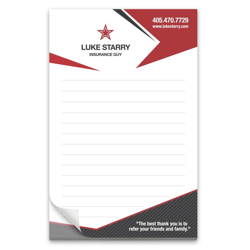 50 Page 5-1/2 x 8-1/2 Paper Note Pad w/ Magnet 4CP-1