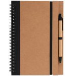 Kraft Hard Cover Spiral Notebook with Pen - Silkscreen-2