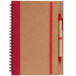 Kraft Hard Cover Spiral Notebook with Pen - Silkscreen-4