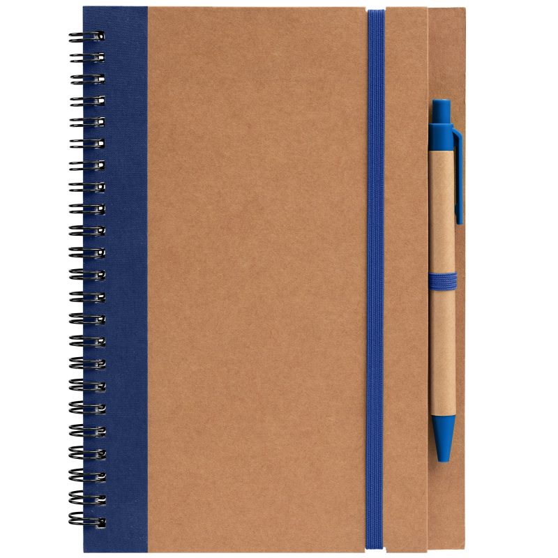 Kraft Hard Cover Spiral Notebook with Pen - Silkscreen-5