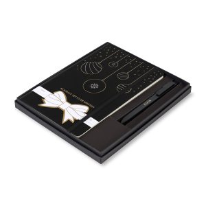 Moleskine® Hard Cover Holiday Notebook and GO Pen Gift Set - Black-1