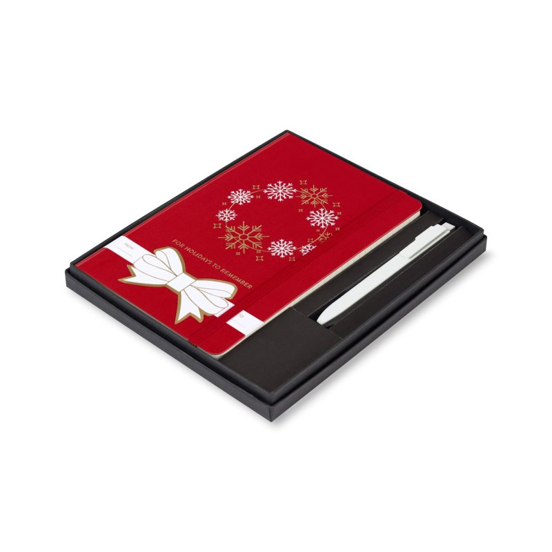 Moleskine® Hard Cover Holiday Notebook and GO Pen Gift Set - Scarlet Red-2