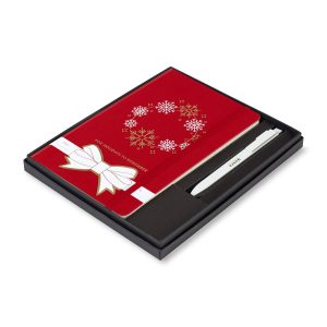 Moleskine® Hard Cover Holiday Notebook and GO Pen Gift Set - Scarlet Red-1