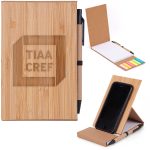 Bamboo Phone Holder Notepad & Pen Set w/Sticky Notes-1