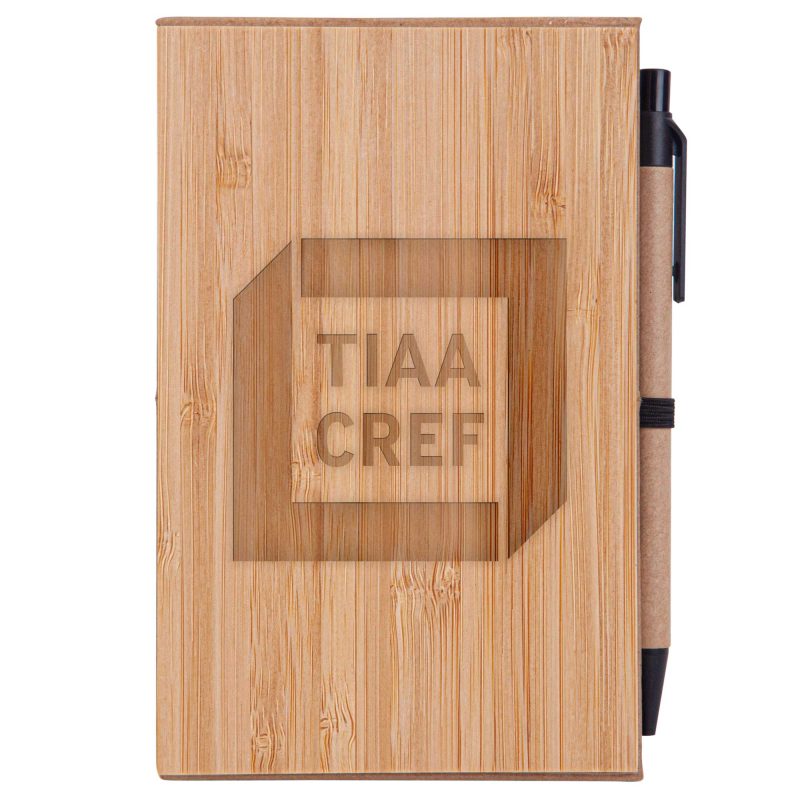 Bamboo Phone Holder Notepad & Pen Set w/Sticky Notes-4