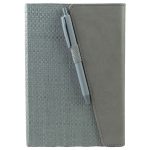 Textured Notebook & Soft-Touch Pen Set with Magnetic Closure and Silk Bookmark-2