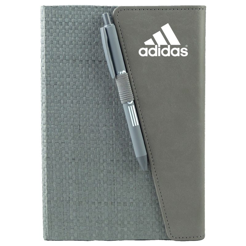 Textured Notebook & Soft-Touch Pen Set with Magnetic Closure and Silk Bookmark-1