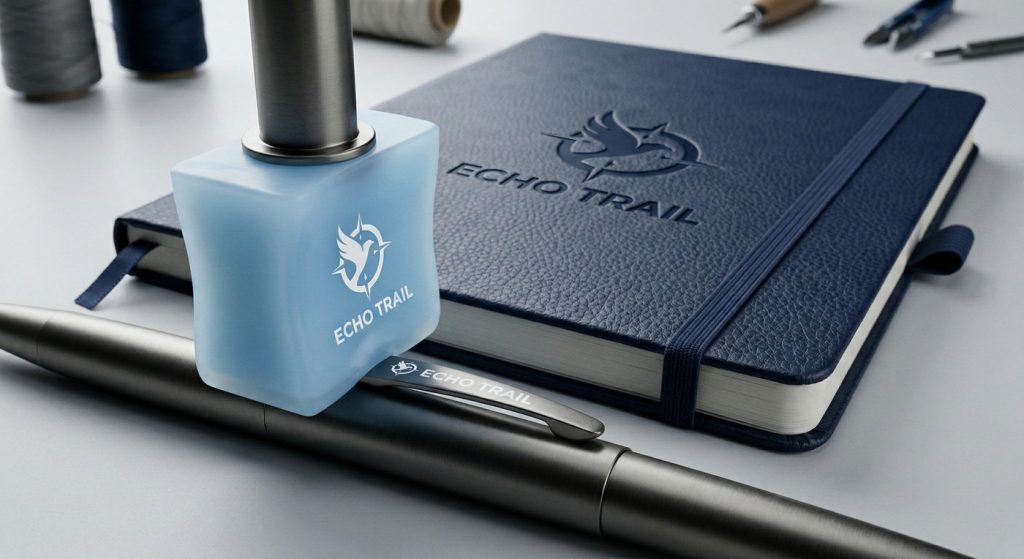 Pad printed pen with matching notebook