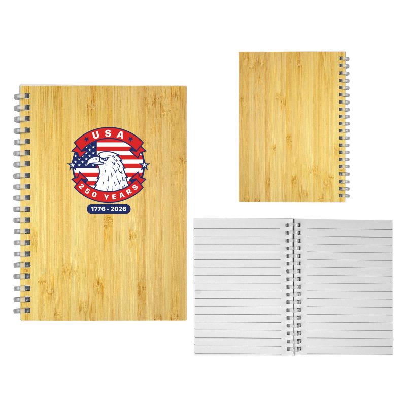 5" X 7" Patriotic Bamboo Spiral Notebook-2