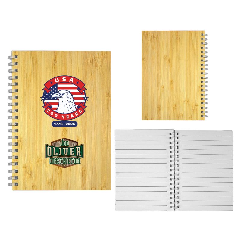 5" X 7" Patriotic Bamboo Spiral Notebook-1