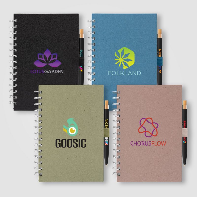 Terra Recycled Milk Carton Hard Cover Spiral A5 Notebook & Reborn Pen Set - Full-Color Inkjet-1