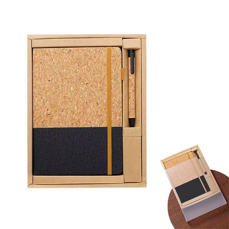 Natural Eco-Friendly Soft Wood Grain Wheat Straw Cover Notebook With Ball Pen Set-5