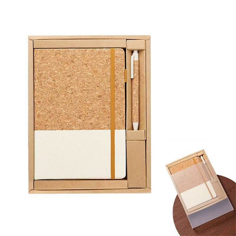 Natural Eco-Friendly Soft Wood Grain Wheat Straw Cover Notebook With Ball Pen Set-7