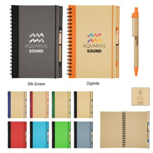 Eco-inspired 7" X 10" Spiral Notebook & Pen-1