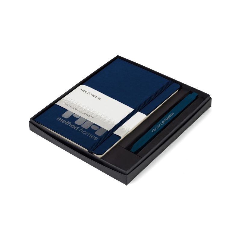 Moleskine Medium Notebook and GO Pen Gift Set - Navy Blue - Sapphire Blue-1