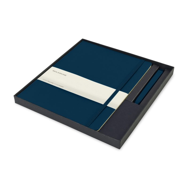 Moleskine X-Large Notebook and GO Pen Gift Set - Sapphire Blue - Sapphire Blue-2